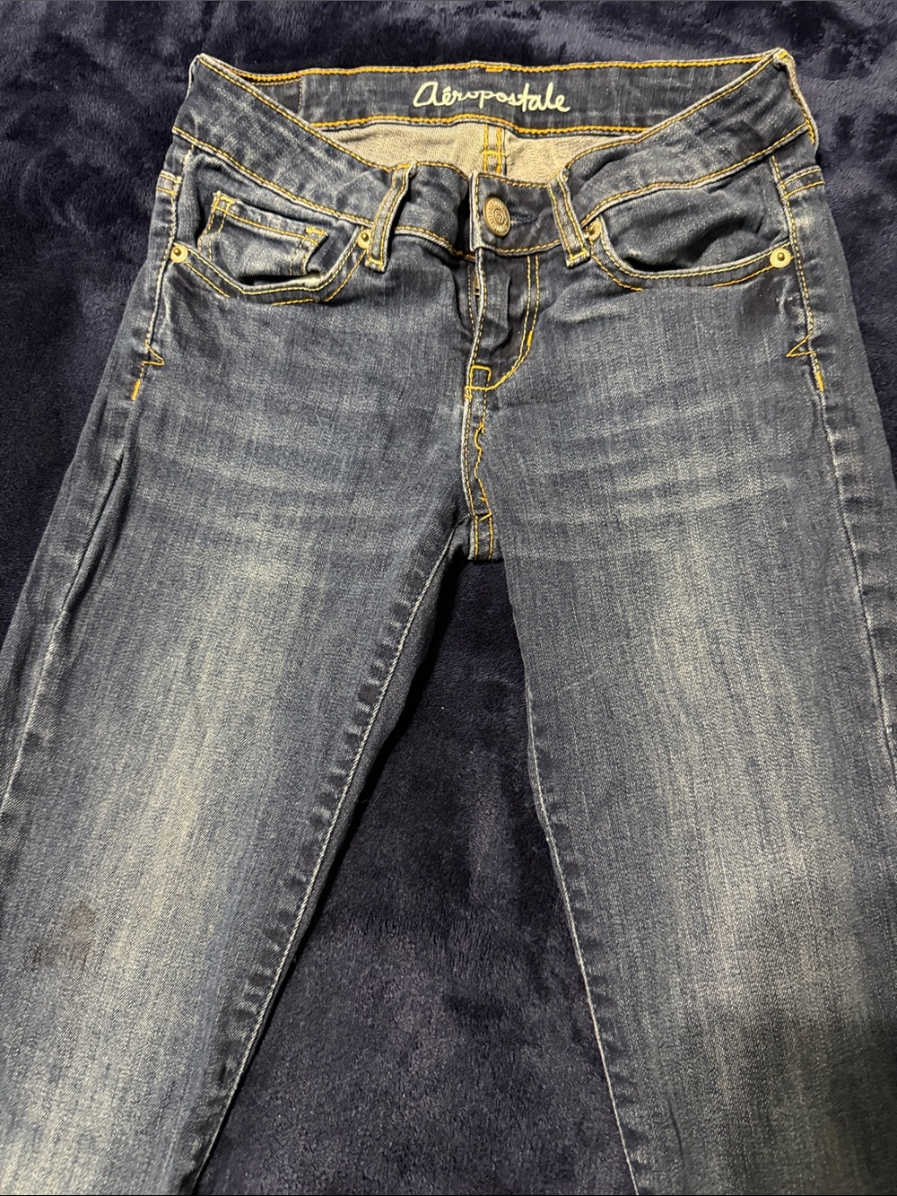 Aeropostale Women's Faded Dark Blue Skinny Jeans Stretch